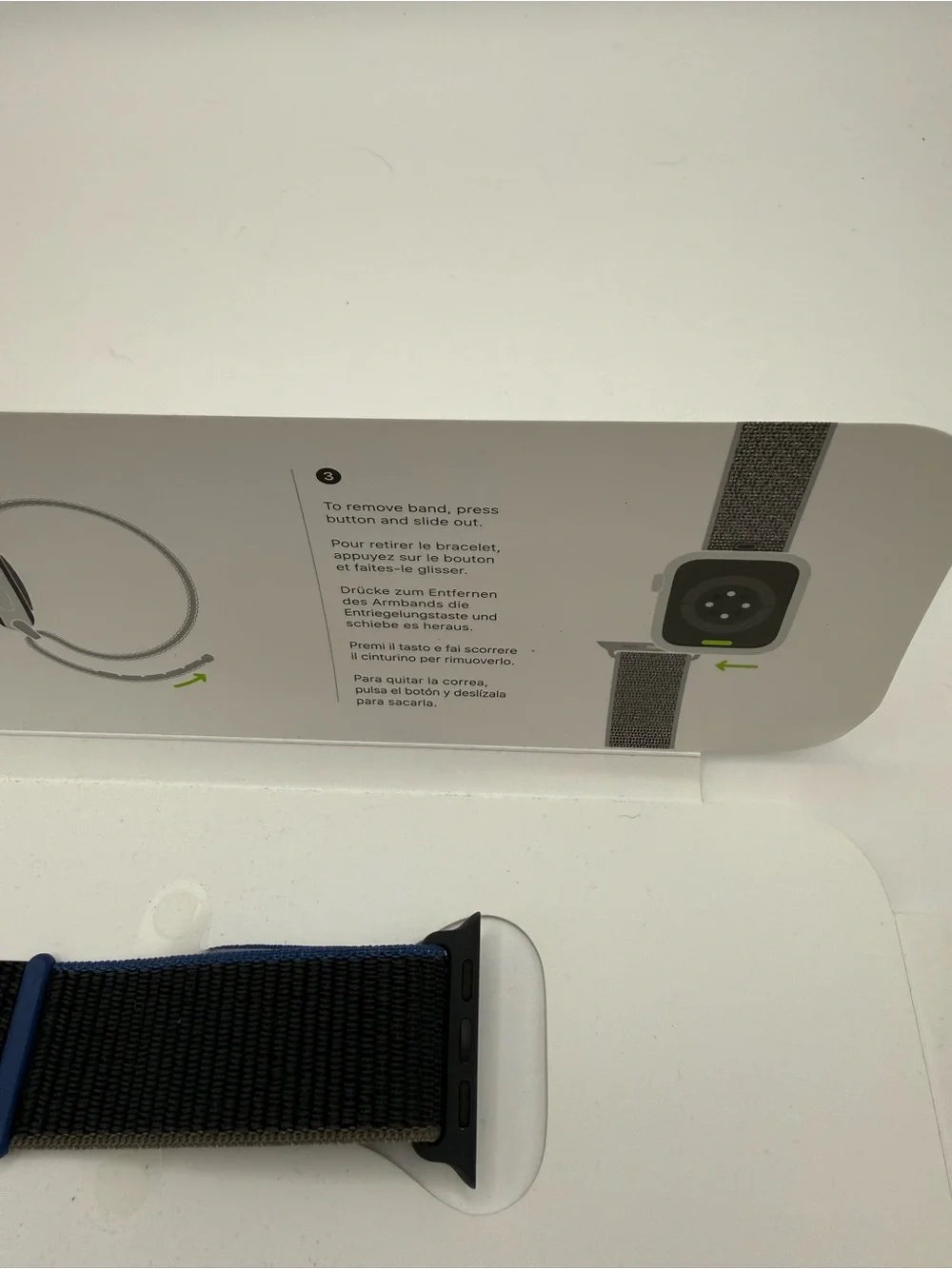 Apple Watch Black Nylon Sport Loop Band Blue Accent Official New